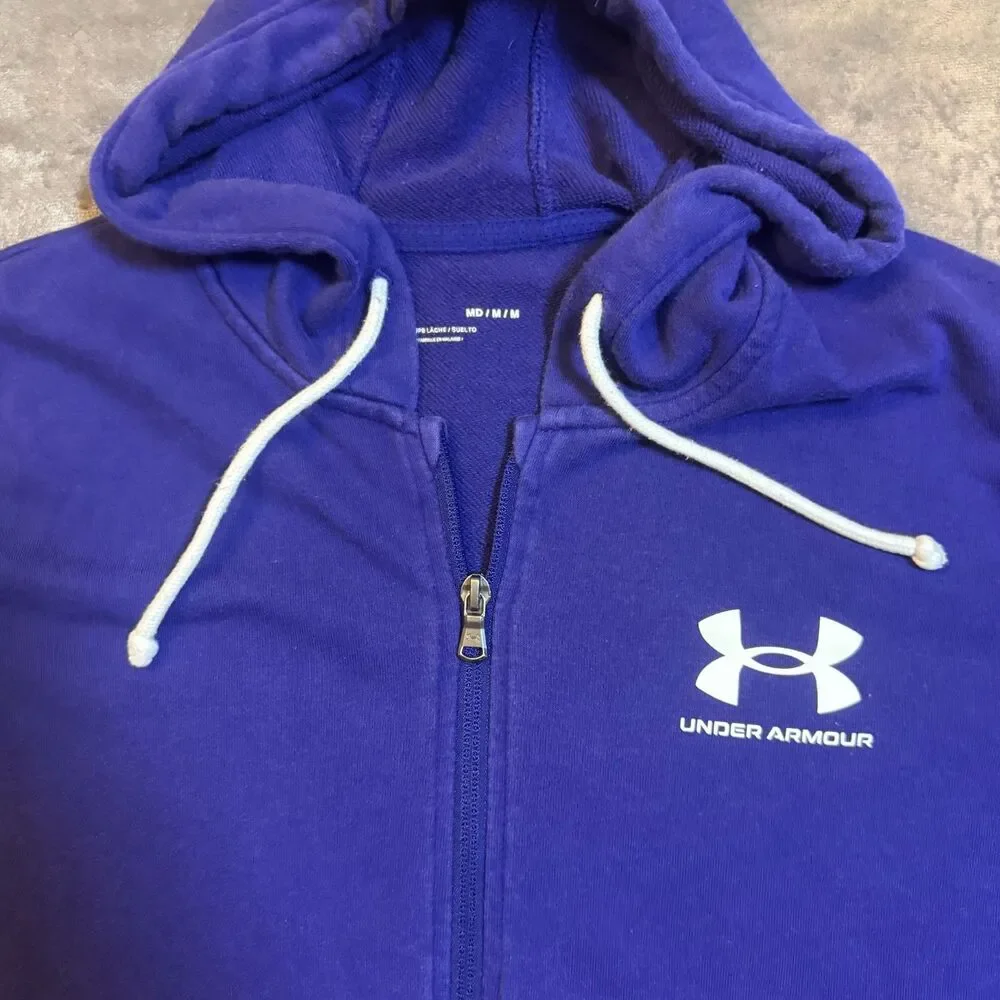 Under Armour purple Rival Terry Full Zip hoodie - Size M - 0367